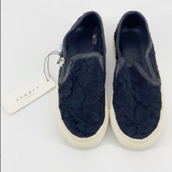 Sandro ParisAnikka Black Trainers eyelet womens slip on shoes